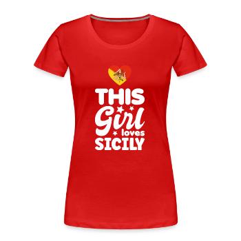 Sizilien Flagge Italien Palermo Trinacria Italia - Frauen Premium Bio T-Shirt - Rot - Vorne - Mia (176cm)