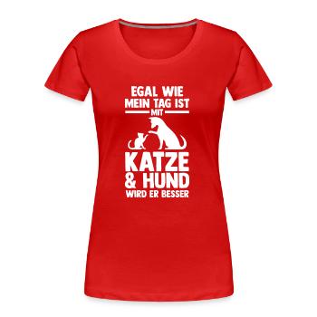 Hunde Katzenliebhaber Hundeliebhaber Katzen - Frauen Premium Bio T-Shirt - Rot - Vorne - Mia (176cm)