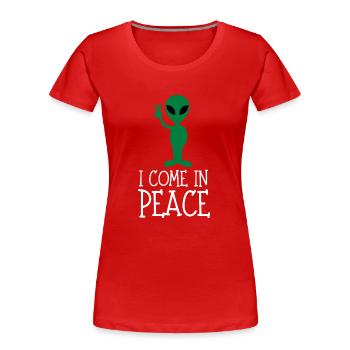 I come in peace im peace couples - Frauen Premium Bio T-Shirt - Rot - Vorne - Mia (176cm)