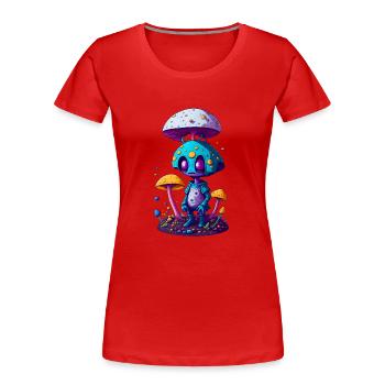 Trippy Alien 01 - Frauen Premium Bio T-Shirt - Rot - Vorne - Mia (176cm)