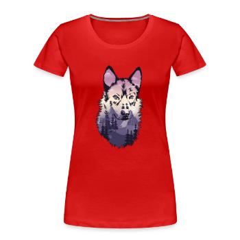Wolf Shepherd Dog - Women's Premium Organic T-Shirt - red - Front - Mia (176cm)