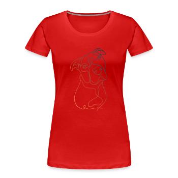 FARBE LINEAR MINIMALIST PITBULL - Frauen Premium Bio T-Shirt - Rot - Vorne - Mia (176cm)
