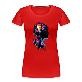 Silhouette / Forest / Portrait / Trees / Person - Women's Premium Organic T-Shirt - red - Front - Mia (176cm)