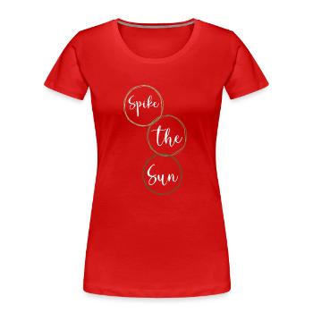sayings beach volleyball community gift - Frauen Premium Bio T-Shirt - Rot - Vorne - Mia (176cm)