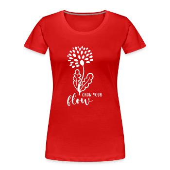 grow your flow - Frauen Premium Bio T-Shirt - Rot - Vorne - Mia (176cm)
