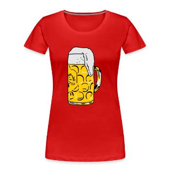 Bière - T-shirt bio Premium Femme - rouge - Devant - Mia (176cm)