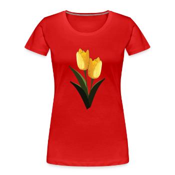 Tulpen Gelb - Frauen Premium Bio T-Shirt - Rot - Vorne - Mia (176cm)