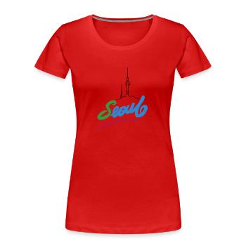 Seoul - Frauen Premium Bio T-Shirt - Rot - Vorne - Mia (176cm)