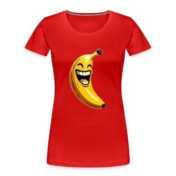 RIRE BANANE HEUREUX FRUIT HEUREUX SOURIRE BLAGUE - T-shirt bio Premium Femme - rouge - Devant - Mia (176cm)