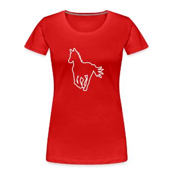 Pferd frontal - Outline - Frauen Premium Bio T-Shirt - Rot - Vorne - Mia (176cm)