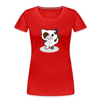 chat doux - T-shirt bio Premium Femme - rouge - Devant - Mia (176cm)