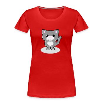chat doux - T-shirt bio Premium Femme - rouge - Devant - Mia (176cm)