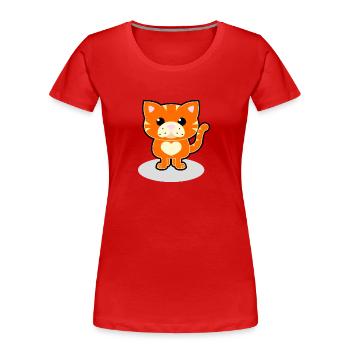 chat doux - T-shirt bio Premium Femme - rouge - Devant - Mia (176cm)