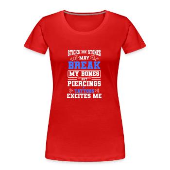 Piercing Job Body Bijoux Piercing Studio - T-shirt bio Premium Femme - rouge - Devant - Mia (176cm)