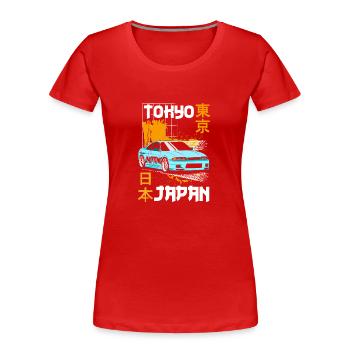 Japan City Vintage Kyoto - T-shirt bio Premium Femme - rouge - Devant - Mia (176cm)