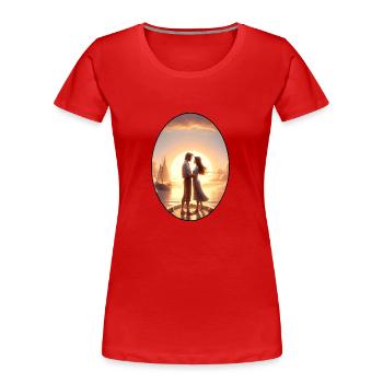 Romantik im Sonnenuntergang Gross - Frauen Premium Bio T-Shirt - Rot - Vorne - Mia (176cm)