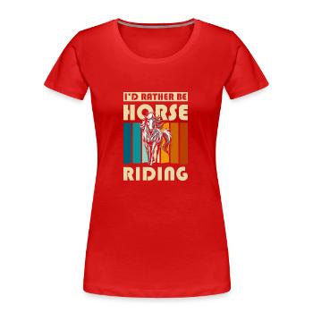 Monter un animal équestre - T-shirt bio Premium Femme - rouge - Devant - Mia (176cm)