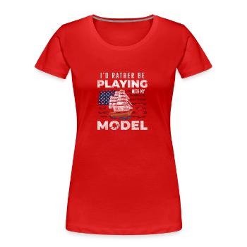 Schiff Modellbauer Schifffahrt - Frauen Premium Bio T-Shirt - Rot - Vorne - Mia (176cm)