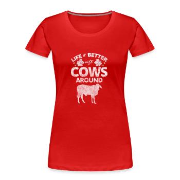 cow milk udder dairy cow - Women's Premium Organic T-Shirt - red - Front - Mia (176cm)