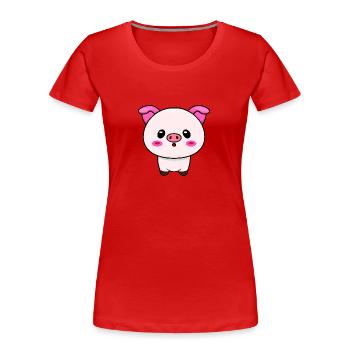 Cute Kawaii Pig - Charming Design - Women's Premium Organic T-Shirt - red - Front - Mia (176cm)