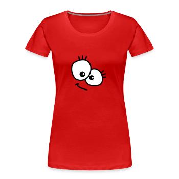Joli visage de dessin animé avec de grands yeux - T-shirt bio Premium Femme - rouge - Devant - Mia (176cm)