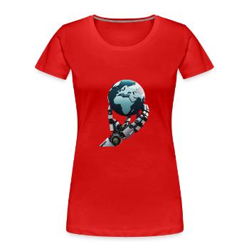 Le robot assume un rôle mondial - T-shirt bio Premium Femme - rouge - Devant - Mia (176cm)