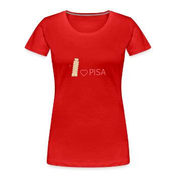 Pisa Passion: Stil, der dein Herz erobert!Geschenk - Frauen Premium Bio T-Shirt - Rot - Vorne - Mia (176cm)