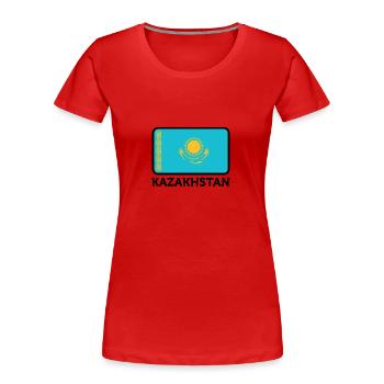 Nationalflagge von Kasachstan - Frauen Premium Bio T-Shirt - Rot - Vorne - Mia (176cm)