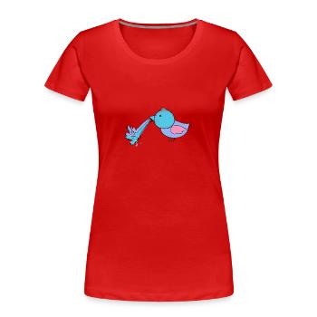 kotzender vogel glück,vogel,küken,blau - Frauen Premium Bio T-Shirt - Rot - Vorne - Mia (176cm)
