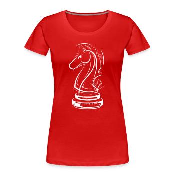 Schach Pferd Zeichnung SKizze Schachspieler Logo - Frauen Premium Bio T-Shirt - Rot - Vorne - Mia (176cm)