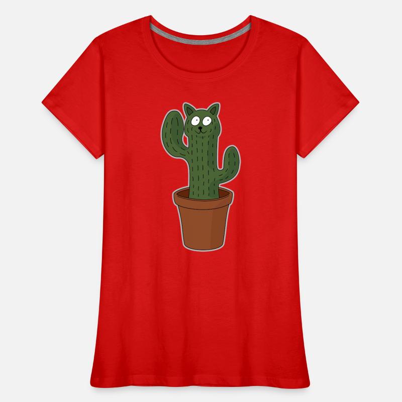 Chat comme cactus dans un pot de fleurs T-shirt bio Premium Femme