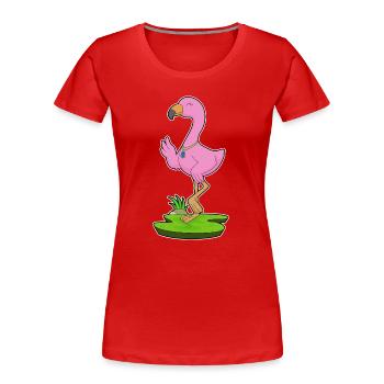 Collier Flamant rose - T-shirt bio Premium Femme - rouge - Devant - Mia (176cm)