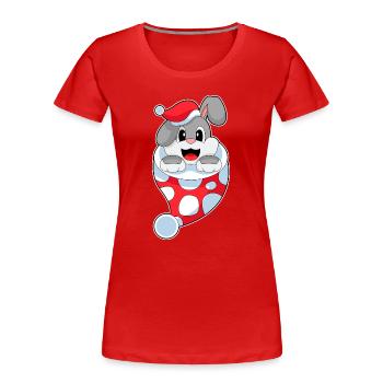 Chaussette de Noël Lapin - T-shirt bio Premium Femme - rouge - Devant - Mia (176cm)