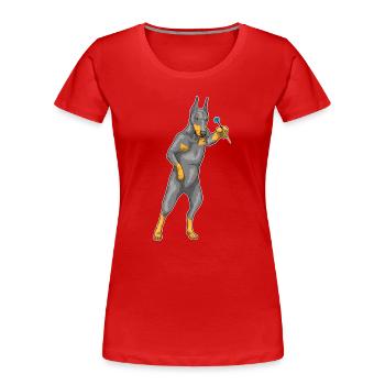 Doberman Dart Dart - T-shirt bio Premium Femme - rouge - Devant - Mia (176cm)