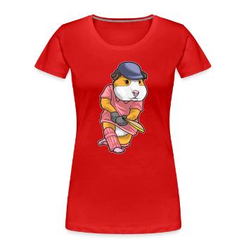 Meerschweinchen Cricket Cricketschläger - Frauen Premium Bio T-Shirt - Rot - Vorne - Mia (176cm)