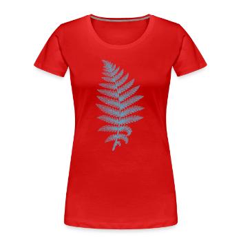 Feuille de fougère Artistic Bleue - T-shirt bio Premium Femme - rouge - Devant - Mia (176cm)