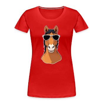 Sonnenbrillen-Pferd Cartoon - Frauen Premium Bio T-Shirt - Rot - Vorne - Mia (176cm)