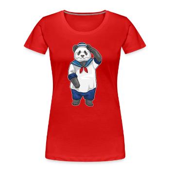 Chapeau de marin panda - T-shirt bio Premium Femme - rouge - Devant - Mia (176cm)
