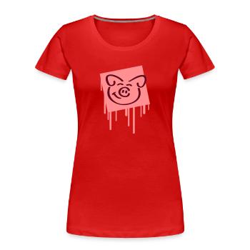 pig_face_graffiti_square - T-shirt bio Premium Femme - rouge - Devant - Mia (176cm)