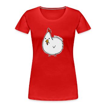 Emma das Huhn - Premium Longsleeve - Women - Frauen Premium Bio T-Shirt - Rot - Vorne - Mia (176cm)