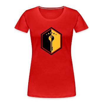 Schlosser / Schloss / Arbeit / Job - Frauen Premium Bio T-Shirt - Rot - Vorne - Mia (176cm)