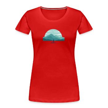 Paddleboard Dawn Over Peaks - Frauen Premium Bio T-Shirt - Rot - Vorne - Mia (176cm)