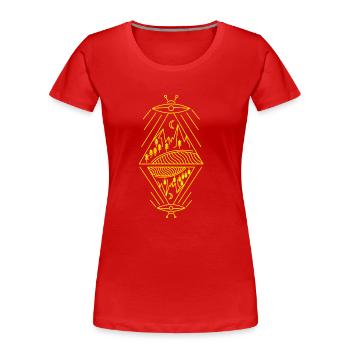 UFO ALIEN - Frauen Premium Bio T-Shirt - Rot - Vorne - Mia (176cm)