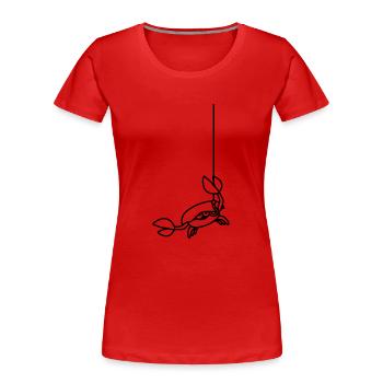 Lustige Krabbe schneidet Angelschnur mit Klaue - Frauen Premium Bio T-Shirt - Rot - Vorne - Mia (176cm)
