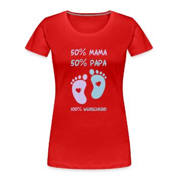 baby_fuesse_wunschkind_001 - Frauen Premium Bio T-Shirt - Rot - Vorne - Mia (176cm)