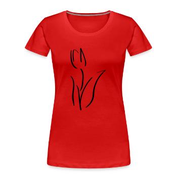 Tulip Line Art - Minimalist - Women's Premium Organic T-Shirt - red - Front - Mia (176cm)