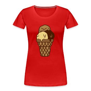 3 leckere Eiskugeln Waffel - Frauen Premium Bio T-Shirt - Rot - Vorne - Mia (176cm)