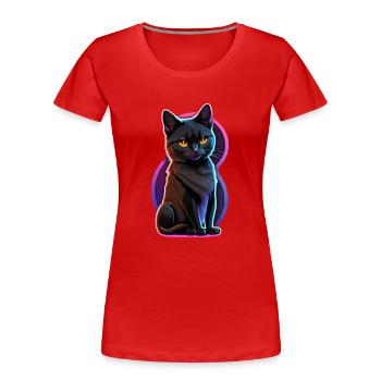 Little black cat and fluorescent light - Women's Premium Organic T-Shirt - red - Front - Mia (176cm)