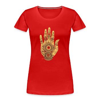 hand of fatima 3 small - Frauen Premium Bio T-Shirt - Rot - Vorne - Mia (176cm)