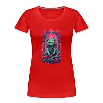 Chat démoniaque Halloween gothique drôle chats Design - T-shirt bio Premium Femme - rouge - Devant - Mia (176cm)